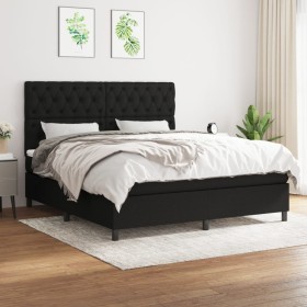 Cama box spring con colchón tela negro 160x200 cm de vidaXL, Camas y somieres - Ref: Foro24-3142027, Precio: 603,00 €, Descue...