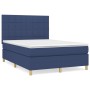 Box spring bed with blue fabric mattress 140x200 cm by vidaXL, Beds and slatted bases - Ref: Foro24-3142343, Price: 489,06 €,...