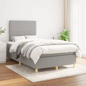 Box spring bed with light gray fabric mattress 120x200 cm by vidaXL, Beds and slatted bases - Ref: Foro24-3142241, Price: 405...