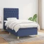 Box spring bed with blue fabric mattress 100x200 cm by vidaXL, Beds and slatted bases - Ref: Foro24-3142559, Price: 351,34 €,...