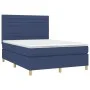 Box spring bed with blue fabric mattress 140x200 cm by vidaXL, Beds and slatted bases - Ref: Foro24-3142423, Price: 498,00 €,...