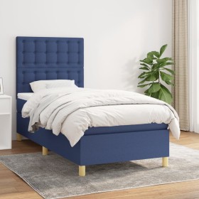 Cama box spring con colchón tela azul 90x200 cm de vidaXL, Camas y somieres - Ref: Foro24-3142631, Precio: 359,08 €, Descuent...