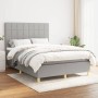 Cama box spring con colchón tela gris claro 140x190 cm