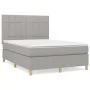 Box spring bed with light gray fabric mattress 140x190 cm by vidaXL, Beds and slatted bases - Ref: Foro24-3142329, Price: 521...