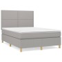 Box spring bed with light gray fabric mattress 140x200 cm by vidaXL, Beds and slatted bases - Ref: Foro24-3142257, Price: 477...