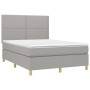 Box spring bed with light gray fabric mattress 140x200 cm by vidaXL, Beds and slatted bases - Ref: Foro24-3142257, Price: 477...