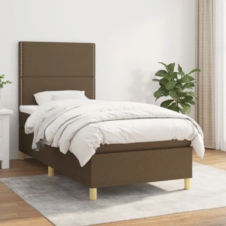 Box spring bed with dark brown fabric mattress 100x200 cm by vidaXL, Beds and slatted bases - Ref: Foro24-3142236, Price: 345...