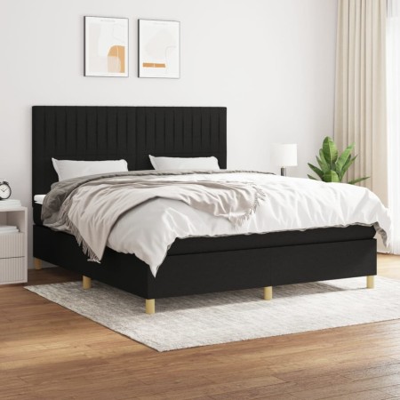 Cama box spring con colchón tela negro 180x200 cm de vidaXL, Camas y somieres - Ref: Foro24-3142515, Precio: 630,18 €, Descue...