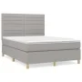Box spring bed with light gray fabric mattress 140x190 cm by vidaXL, Beds and slatted bases - Ref: Foro24-3142409, Price: 524...