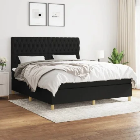 Box spring bed with black fabric mattress 180x200 cm by vidaXL, Beds and slatted bases - Ref: Foro24-3142595, Price: 635,14 €...