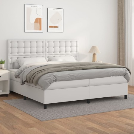 Cama box spring con colchón cuero sintético blanco 200x200 cm de vidaXL, Camas y somieres - Ref: Foro24-3142864, Precio: 731,...