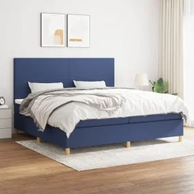 Box spring bed with blue fabric mattress 200x200 cm by vidaXL, Beds and slatted bases - Ref: Foro24-3142207, Price: 627,82 €,...