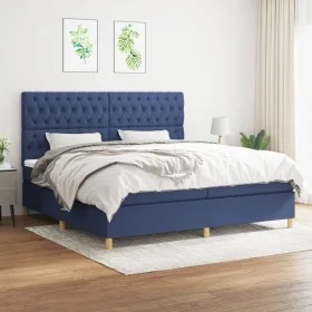 Box spring bed with blue fabric mattress 200x200 cm by vidaXL, Beds and slatted bases - Ref: Foro24-3142607, Price: 663,33 €,...