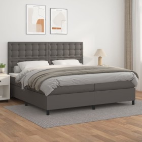 Boxspringbett mit grauer Kunstledermatratze 200x200 cm von vidaXL, Betten und Lattenroste - Ref: Foro24-3142867, Preis: 736,3...