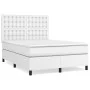 Box spring bed with white synthetic leather mattress 140x190 cm by vidaXL, Beds and slatted bases - Ref: Foro24-3142840, Pric...