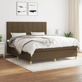 Box spring bed with dark brown fabric mattress 180x200 cm by vidaXL, Beds and slatted bases - Ref: Foro24-3142356, Price: 598...