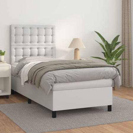 Boxspringbett mit weißer Kunstledermatratze 90x190 cm von vidaXL, Betten und Lattenroste - Ref: Foro24-3142816, Preis: 351,19...