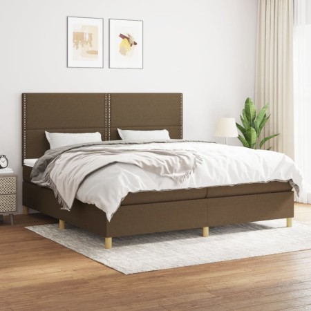 Box spring bed with dark brown fabric mattress 200x200 cm by vidaXL, Beds and slatted bases - Ref: Foro24-3142284, Price: 626...