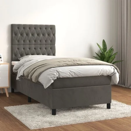 Box spring bed with dark gray velvet mattress 80x200 cm by vidaXL, Beds and slatted bases - Ref: Foro24-3143170, Price: 333,9...