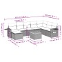 Set de muebles de jardín 9 pzas y cojines ratán sintético gris