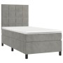 Box spring bed with light gray velvet mattress 90x190 cm by vidaXL, Beds and slatted bases - Ref: Foro24-3143001, Price: 322,...
