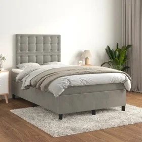 Box spring bed with light gray velvet mattress 120x200 cm by vidaXL, Beds and slatted bases - Ref: Foro24-3143253, Price: 413...