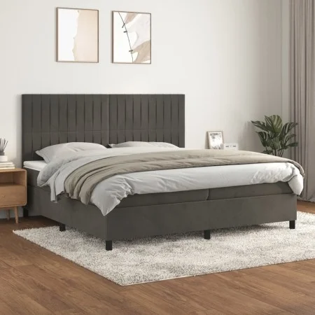 Box spring bed with dark gray velvet mattress 200x200 cm by vidaXL, Beds and slatted bases - Ref: Foro24-3143164, Price: 605,...