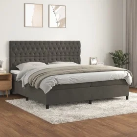 Cama box spring con colchón terciopelo gris oscuro 200x200 cm de vidaXL, Camas y somieres - Ref: Foro24-3143224, Precio: 626,...