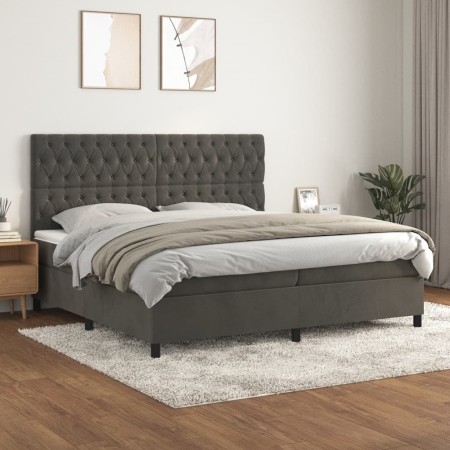 Boxspringbett mit dunkelgrauer Samtmatratze 200x200 cm von vidaXL, Betten und Lattenroste - Ref: Foro24-3143224, Preis: 641,0...