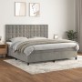 Box spring bed with light gray velvet mattress 200x200 cm by vidaXL, Beds and slatted bases - Ref: Foro24-3143283, Price: 623...