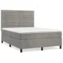 Box spring bed with light gray velvet mattress 140x200 cm by vidaXL, Beds and slatted bases - Ref: Foro24-3143085, Price: 467...
