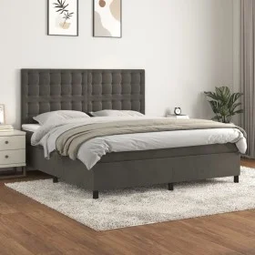 Box spring bed with dark gray velvet mattress 160x200 cm by vidaXL, Beds and slatted bases - Ref: Foro24-3143272, Price: 519,...