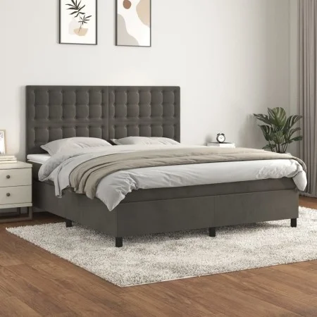 Boxspringbett mit dunkelgrauer Samtmatratze 160x200 cm von vidaXL, Betten und Lattenroste - Ref: Foro24-3143272, Preis: 531,0...