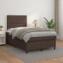 Cama box spring con colchón cuero sintético marrón 120x200 cm