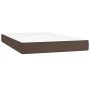 Cama box spring con colchón cuero sintético marrón 120x200 cm