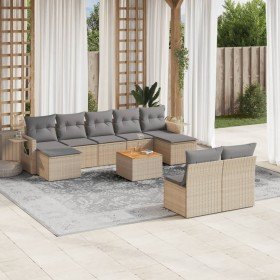 Juego de sofás jardín con cojines beige 10 pzas ratán sintético en Sofás modulares de exterior | Comprar online en Foro24