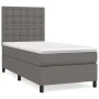 Box spring bed with gray synthetic leather mattress 90x200 cm by vidaXL, Beds and slatted bases - Ref: Foro24-3142825, Price:...