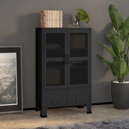 Black metal industrial storage trunk 70x40x115 cm by vidaXL, Storage trunks - Ref: Foro24-339621, Price: 238,52 €, Discount: %