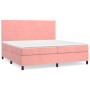 Box spring bed with pink velvet mattress 200x200 cm by vidaXL, Beds and slatted bases - Ref: Foro24-3142928, Price: 588,06 €,...