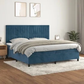 Box spring bed with dark blue velvet mattress 200x200 cm by vidaXL, Beds and slatted bases - Ref: Foro24-3143167, Price: 639,...
