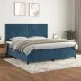 Box spring bed with dark blue velvet mattress 200x200 cm by vidaXL, Beds and slatted bases - Ref: Foro24-3143167, Price: 639,...