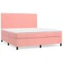 Box spring bed with pink velvet mattress 160x200 cm by vidaXL, Beds and slatted bases - Ref: Foro24-3142916, Price: 508,74 €,...