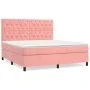 Box spring bed with pink velvet mattress 160x200 cm by vidaXL, Beds and slatted bases - Ref: Foro24-3143216, Price: 530,57 €,...