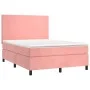 Box spring bed with pink velvet mattress 140x200 cm by vidaXL, Beds and slatted bases - Ref: Foro24-3142910, Price: 480,27 €,...