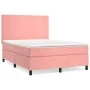 Box spring bed with pink velvet mattress 140x190 cm by vidaXL, Beds and slatted bases - Ref: Foro24-3142904, Price: 504,00 €,...
