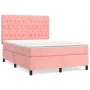 Box spring bed with pink velvet mattress 140x200 cm by vidaXL, Beds and slatted bases - Ref: Foro24-3143210, Price: 541,97 €,...