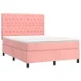 Box spring bed with pink velvet mattress 140x200 cm by vidaXL, Beds and slatted bases - Ref: Foro24-3143210, Price: 541,97 €,...