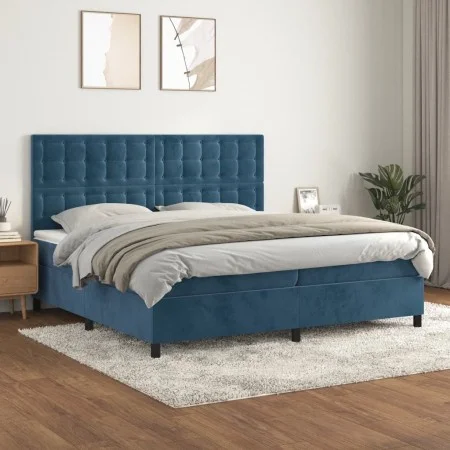 Box spring bed with dark blue velvet mattress 200x200 cm by vidaXL, Beds and slatted bases - Ref: Foro24-3143287, Price: 668,...