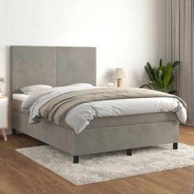 Boxspringbett mit hellgrauer Samtmatratze 140x190 cm von vidaXL, Betten und Lattenroste - Ref: Foro24-3142899, Preis: 540,37 ...