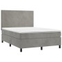 Box spring bed with light gray velvet mattress 140x190 cm by vidaXL, Beds and slatted bases - Ref: Foro24-3142899, Price: 539...